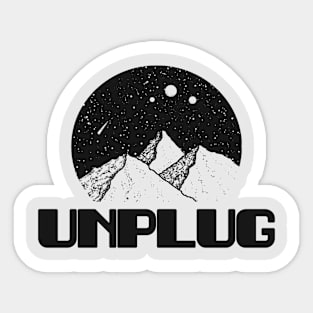 UNPLUG Mountain Range Night Sky Full Of Stars With A Full Moon And Falling Star Sticker